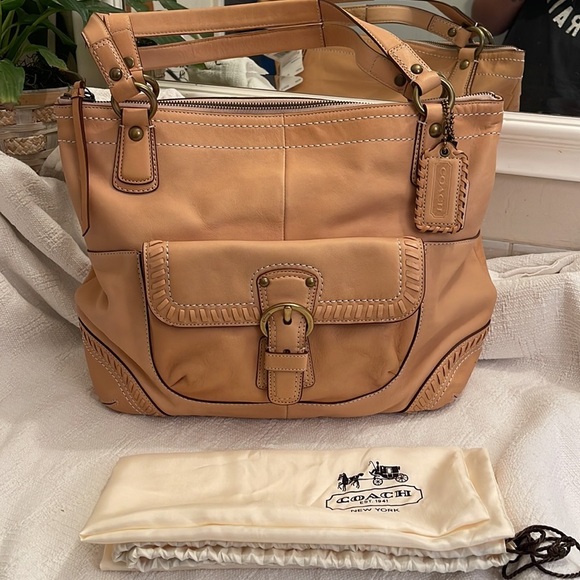 Coach Handbags - COACH - tan whipstitch satchel- F19018- NWT